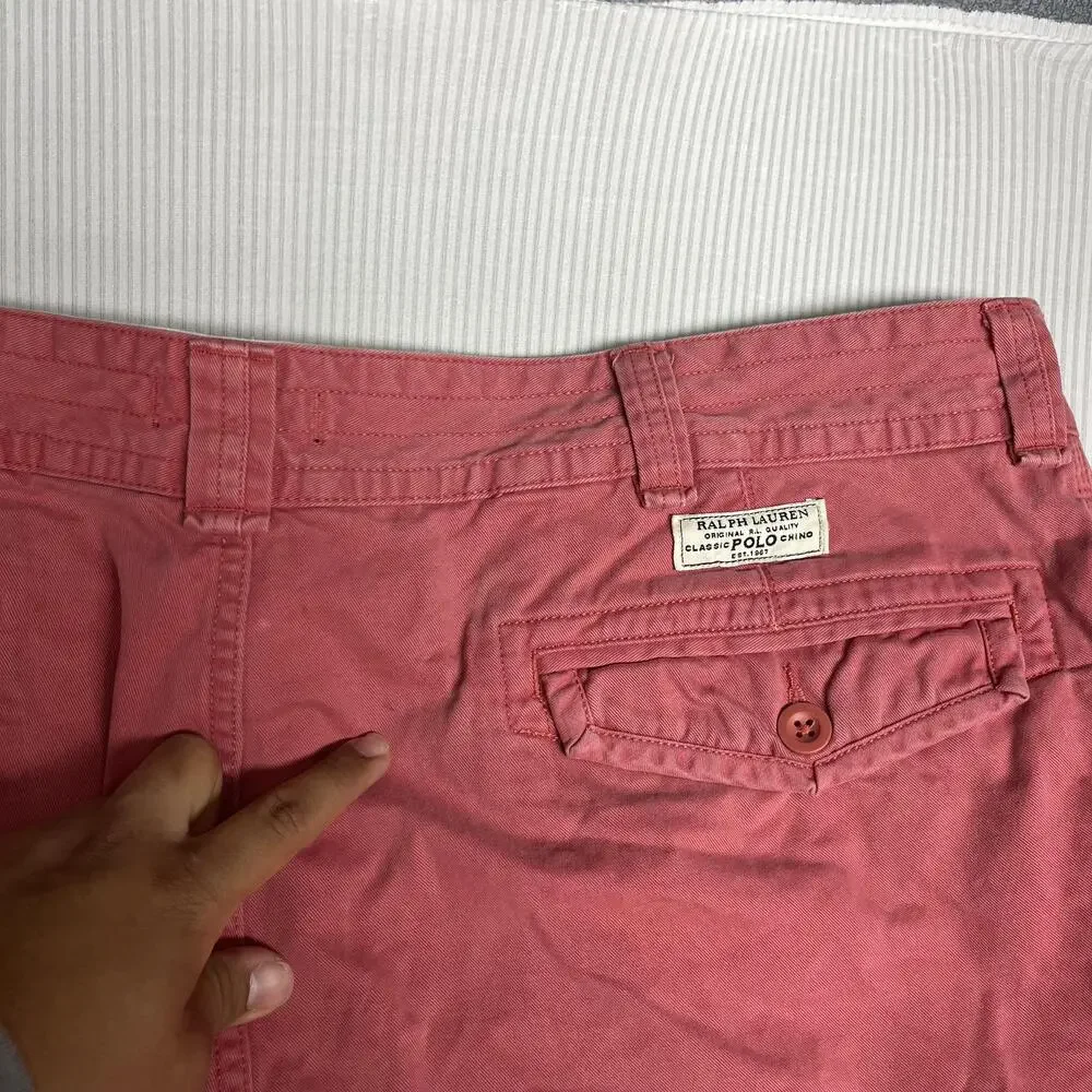 Polo Ralph Lauren Shorts Mens 44 Pink Cargo Chino Classic Fit 12 Inseam Canvas